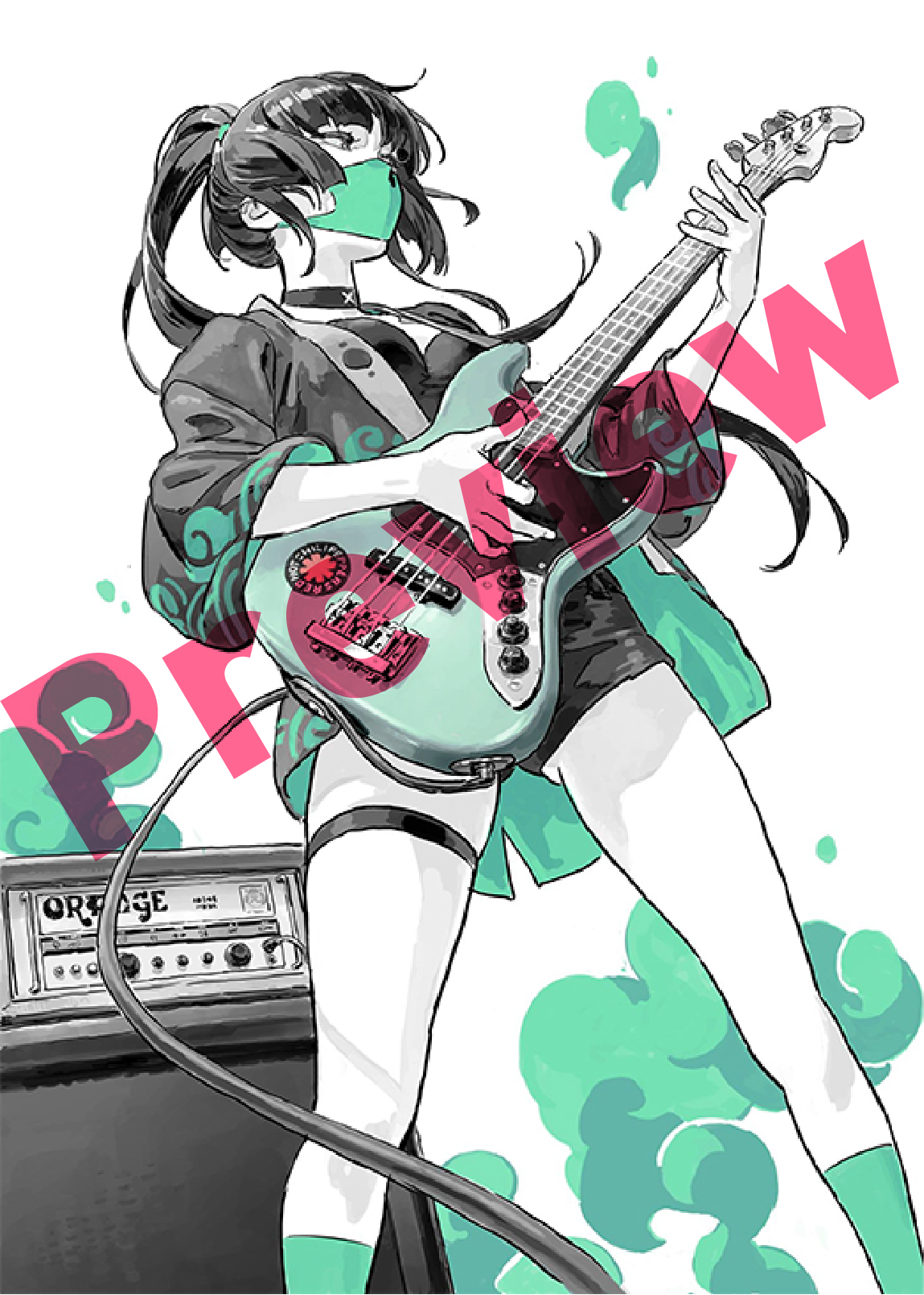 FCP Art Print - Band Girl ( Green )